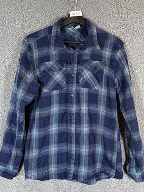 Icebreaker 100% Wool Plaid Button Up Long Sleeve Shirt - Men's Size M - Blue